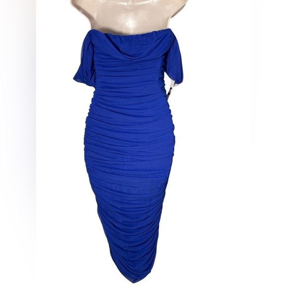 Emprada Kat Royal Blue Mesh Off Shoulder Dress size small - Picture 7 of 17